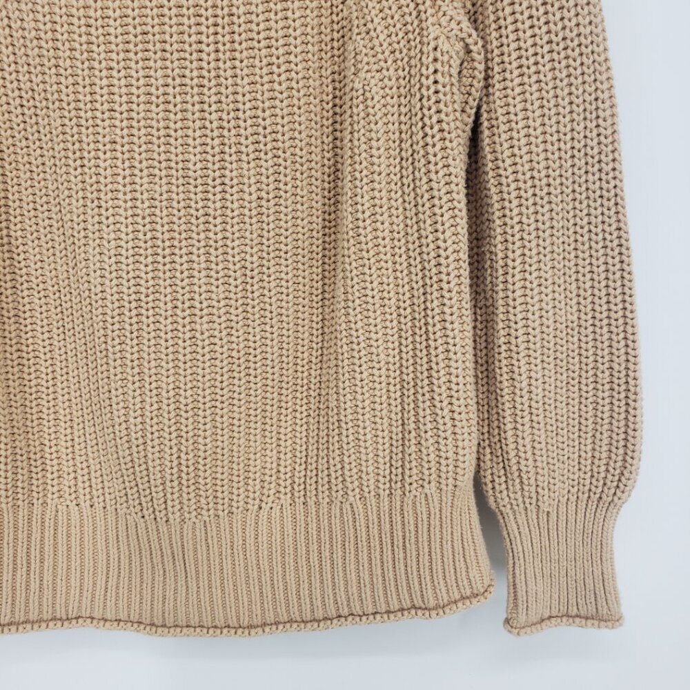 J. Crew Relaxed Roll Neck Sweater S Womens Chunky Knit Mock Neck BE159 Khaki Tan - Picture 6 of 8